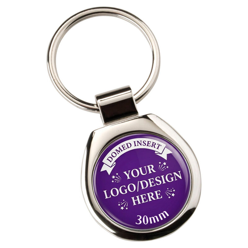 Custom metal round keyring with 25mm personalised printed centre