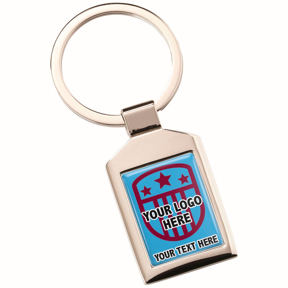 KRG651SS-1 Custom Metal Rectangle Keyring – 38mm Printed Plate - Image 1